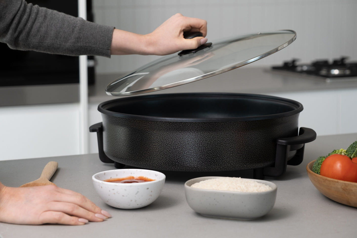 Healthy Choice Non-Stick Electric Fry Pan 38cm (Dark Grey)