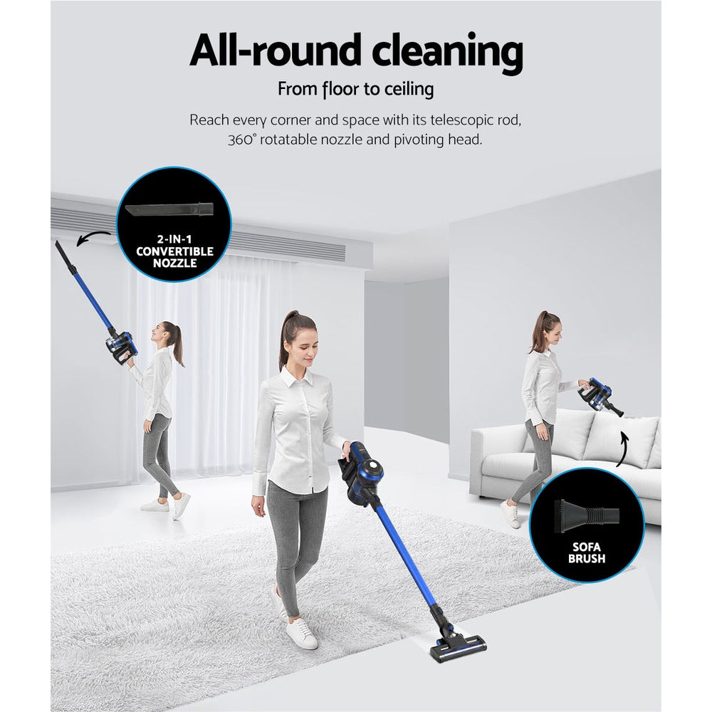 Devanti Stick Vacuum Cleaner Brushless Cordless 250W (Blue)