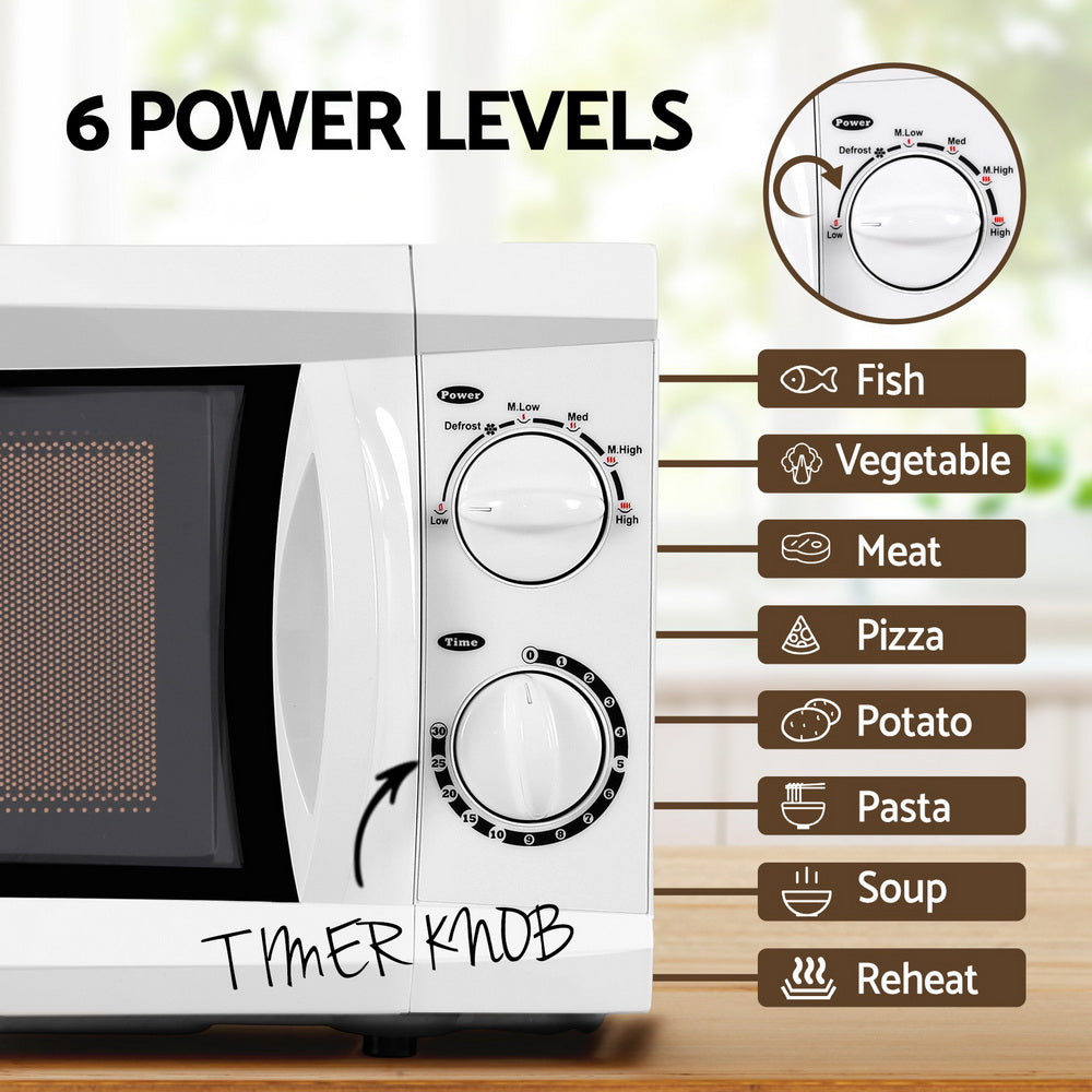 Devanti 20L Microwave Oven 700W (White)
