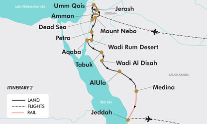 Treasures of Jordan Itinerary 2 Map