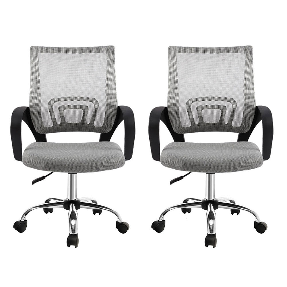 Artiss 2x Mesh Office Chair Mid Back (Grey)