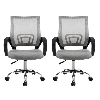Artiss 2x Mesh Office Chair Mid Back (Grey)