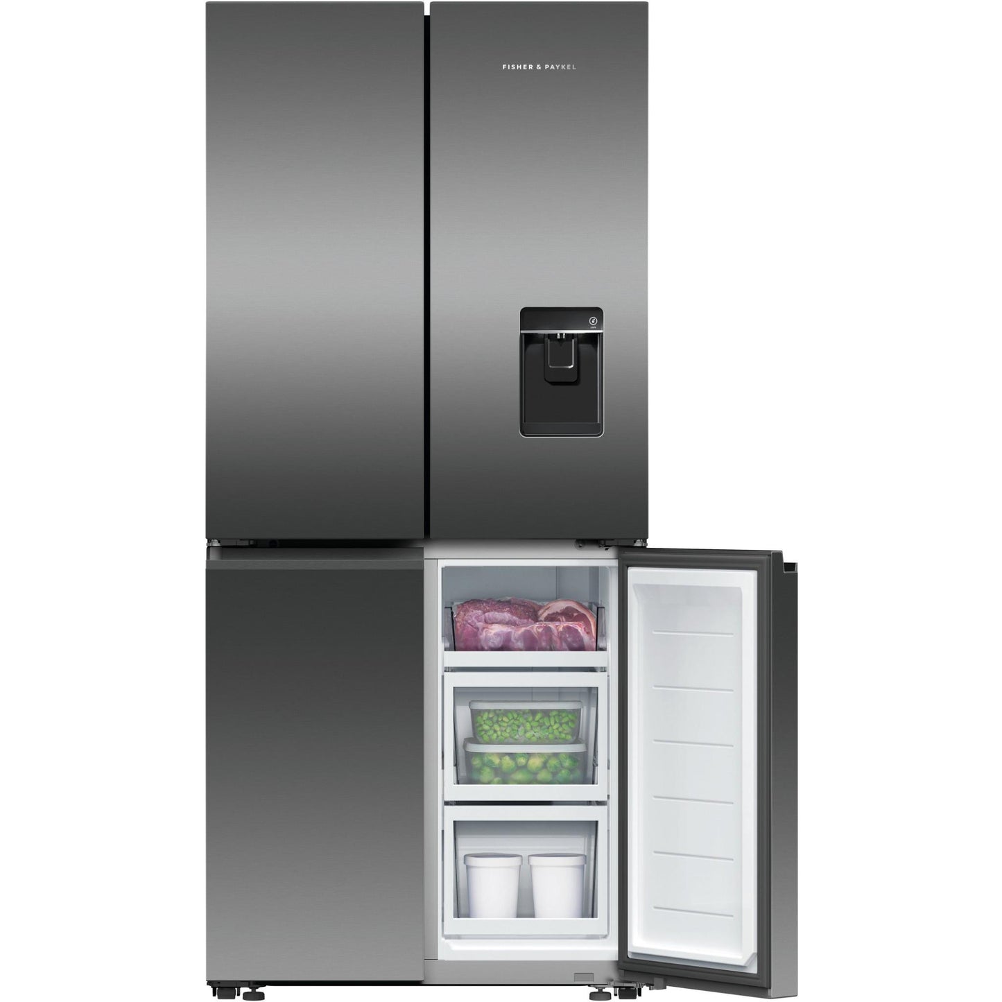 Fisher & Paykel RF500QNUB1 498L Quad Door Ice & Water Fridge (Black Stainless Steel)