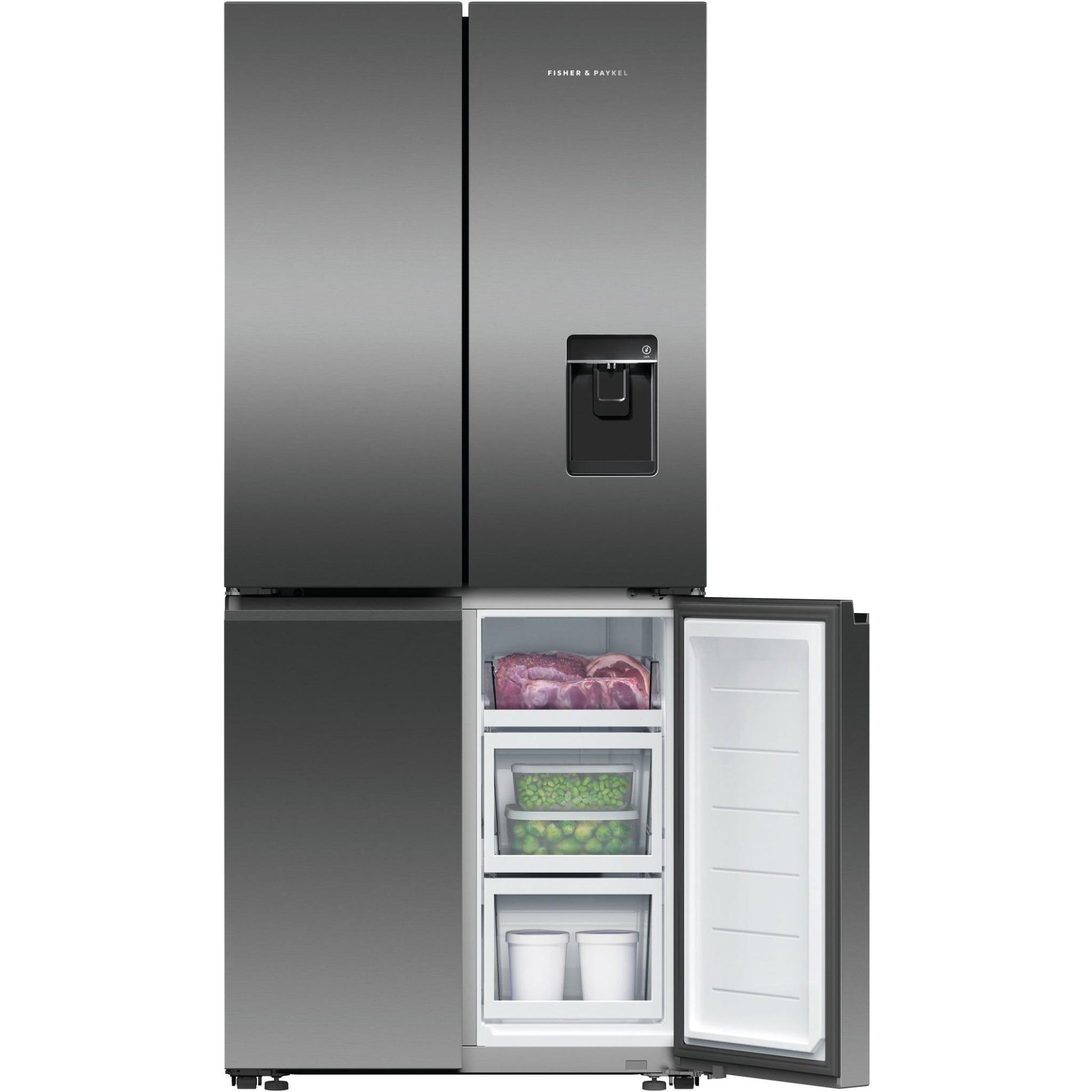 Fisher & Paykel RF500QNUB1 498L Quad Door Ice & Water Fridge (Black Stainless Steel)