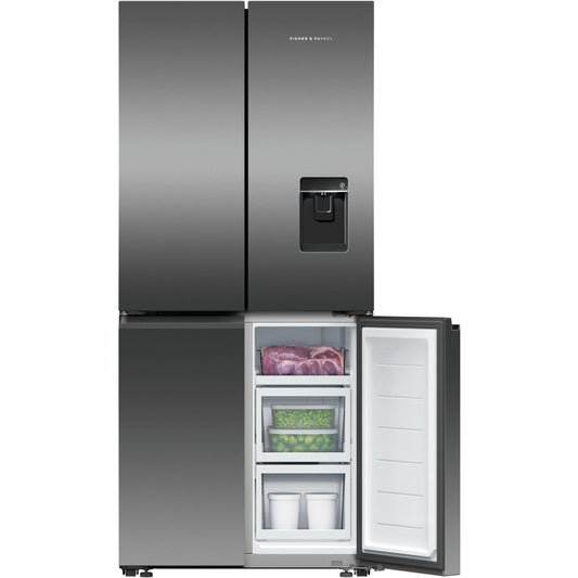 Fisher & Paykel RF500QNUB1 498L Quad Door Ice & Water Fridge (Black Stainless Steel)