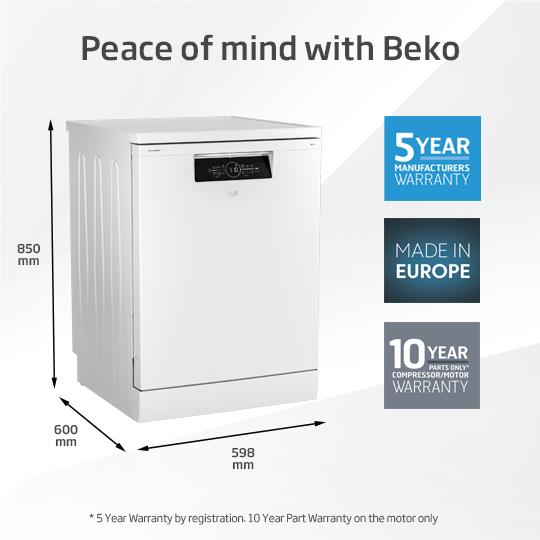Beko BDFB1630W 16 Place Setting Freestanding Dishwasher (White)