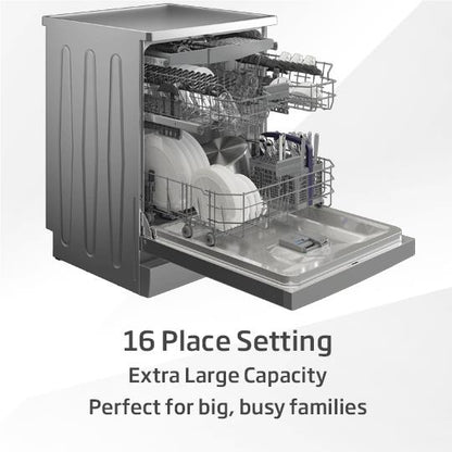 Beko BDFB1630X 16 Place Setting Freestanding Dishwasher (Platinum Steel)