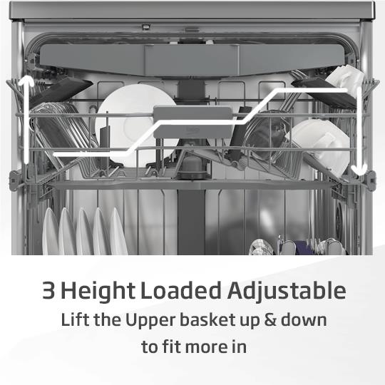 Beko BDFB1630X 16 Place Setting Freestanding Dishwasher (Platinum Steel)