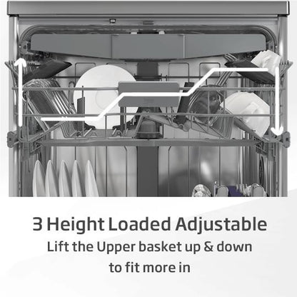 Beko BDFB1630X 16 Place Setting Freestanding Dishwasher (Platinum Steel)