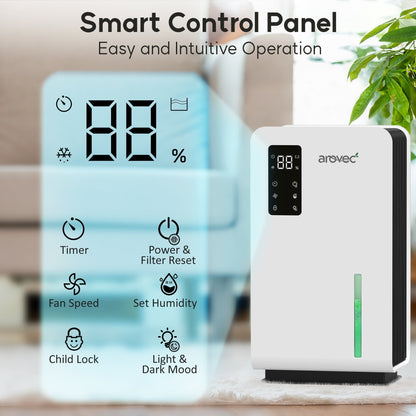 AROVEC 2-in-1 Air Dehumidifier & Purifier, True HEPA Filter, AV-DP500