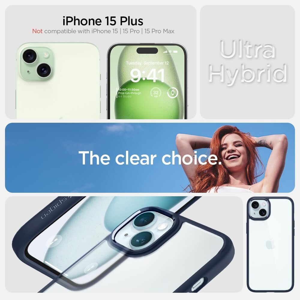 SPIGEN Ultra Hybrid Crystal Case for iPhone 15 Plus (Navy Blue)