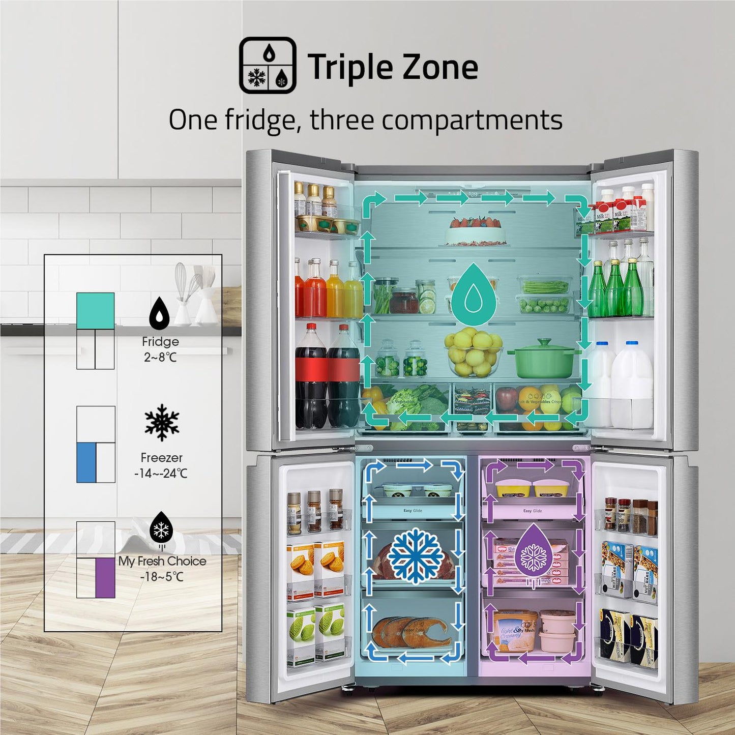 Hisense HRCD610TS 609L PureFlat French Door Fridge (Stainless Steel)