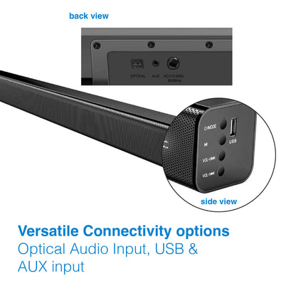 Laser Bluetooth Stereo Soundbar with LCD Display (Black)