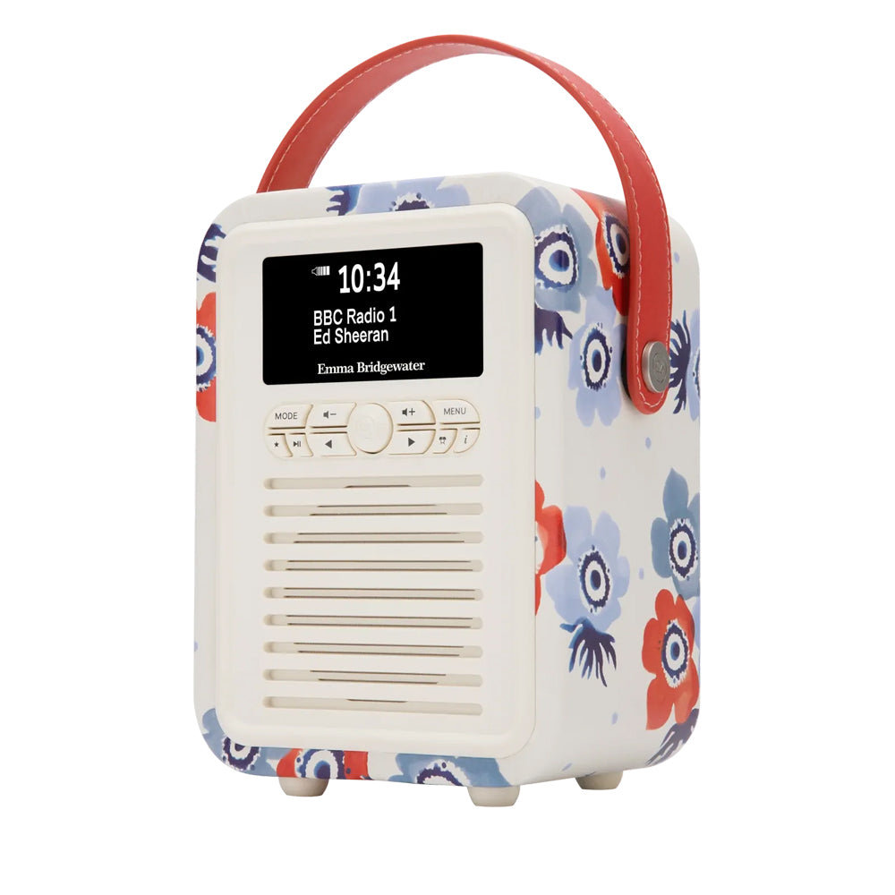 VQ Retro Mini DAB Radio Emma Bridgewater Anemone Bluetooth Alarm 60 Presets