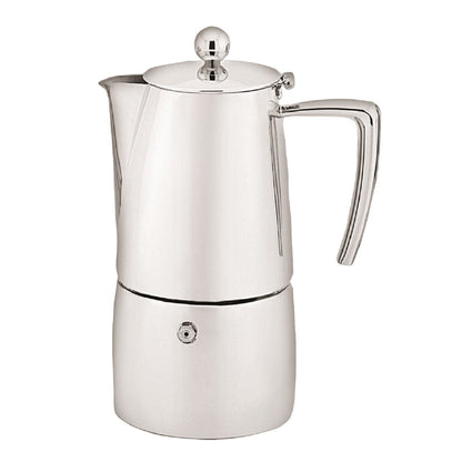 Avanti 10 Cup Art Deco Espresso Coffee Maker Percolator - Silver | Stovetop Percolator | Safety valve, Silicon Gasket, With Manuals