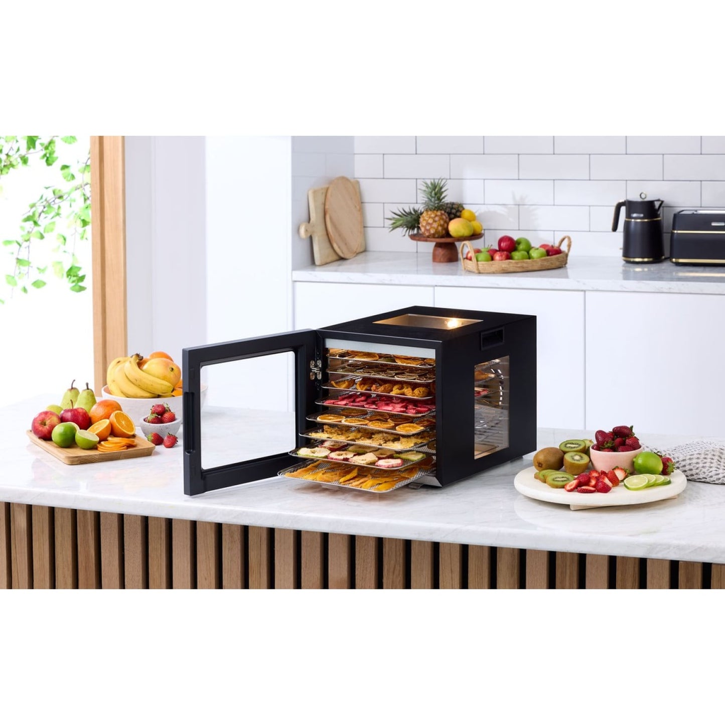 Morphy Richards 8 Shelf Food Dehydrator Stainless Steel Trays 10 Presets  Black
