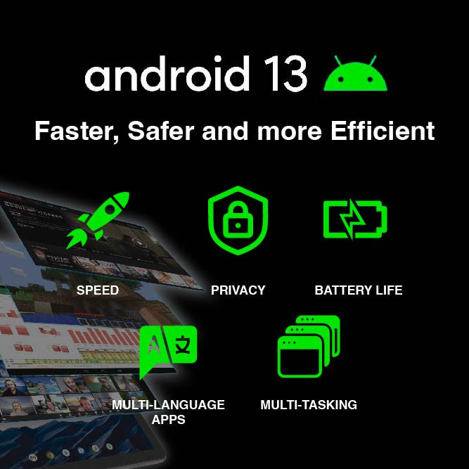 Laser 10" 4G Android 13 Tablet with Earbuds & Case (Black)