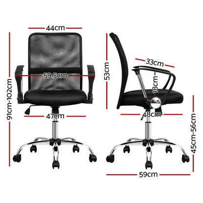 Artiss Mesh Office Chair Mid Back (Black)