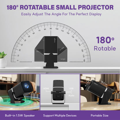 ALLIUMS Mini Projector with 5G WiFi, 1080P Supported (Black)