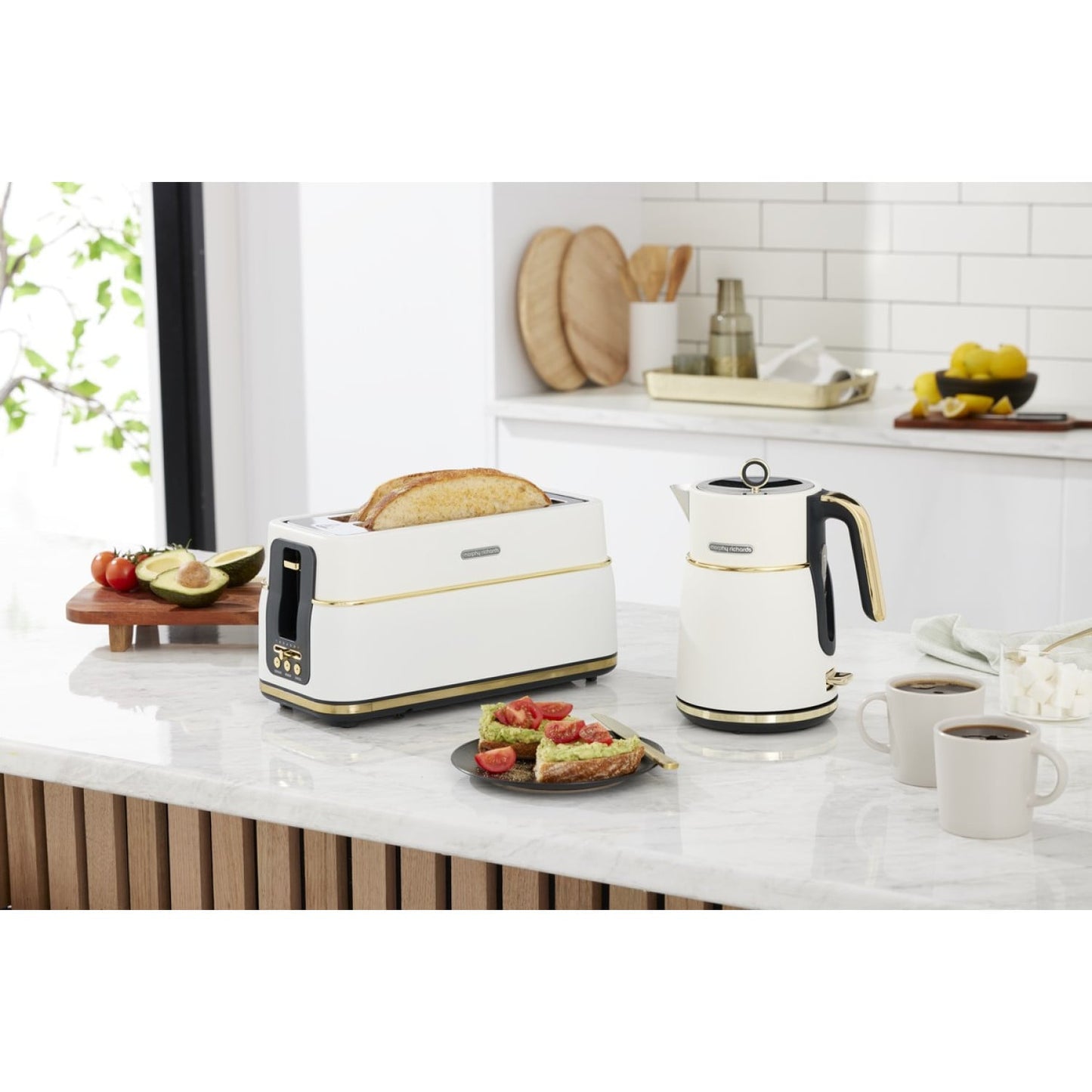 Morphy Richards Signature 1.5 L Electric Kettle Rapid Boil Soft Gold Matte White
