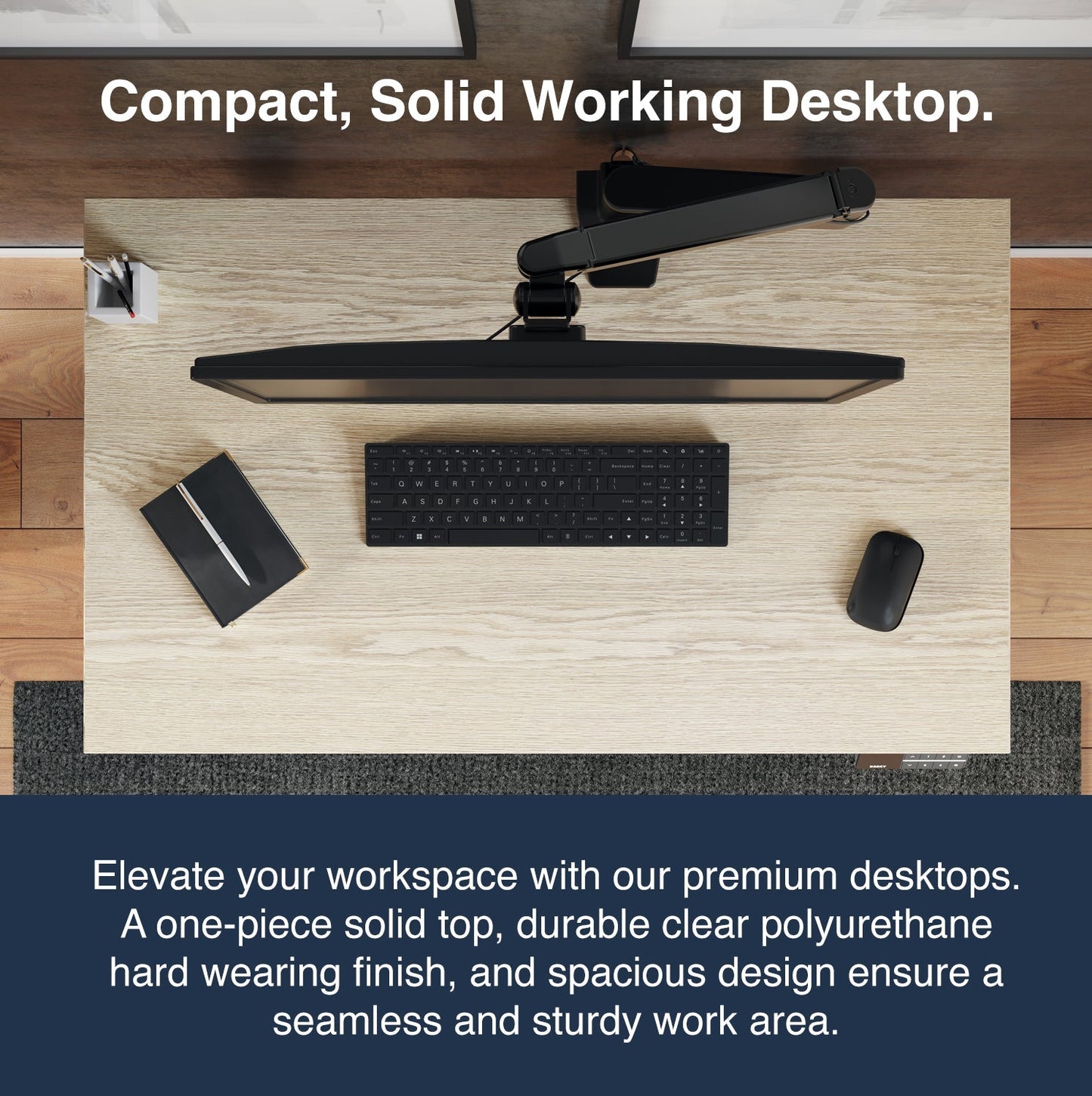 Desky Dual Mini Sit Stand Desk 1100x600 Classic Oak Desktop and White Frame