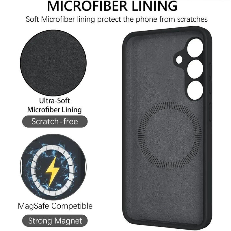 iShield [MagSafe] Liquid Silicon Snap Case, Samsung s25 Plus (Black)