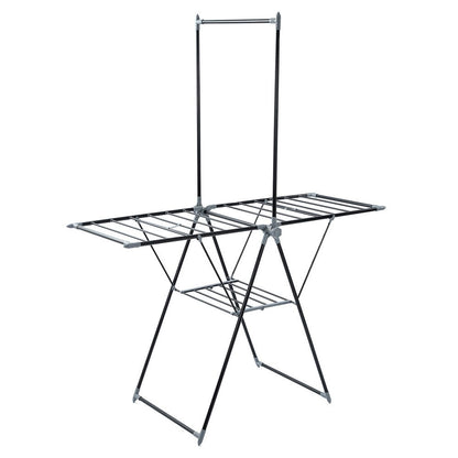 Boxsweden Foldable Clothes Airer with Hanging Rack 155x194cm (Black)