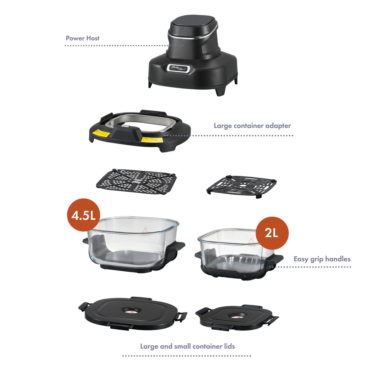 Healthy Choice Crisp N Go Air Fryer Dual Glass Bowl 4.5L