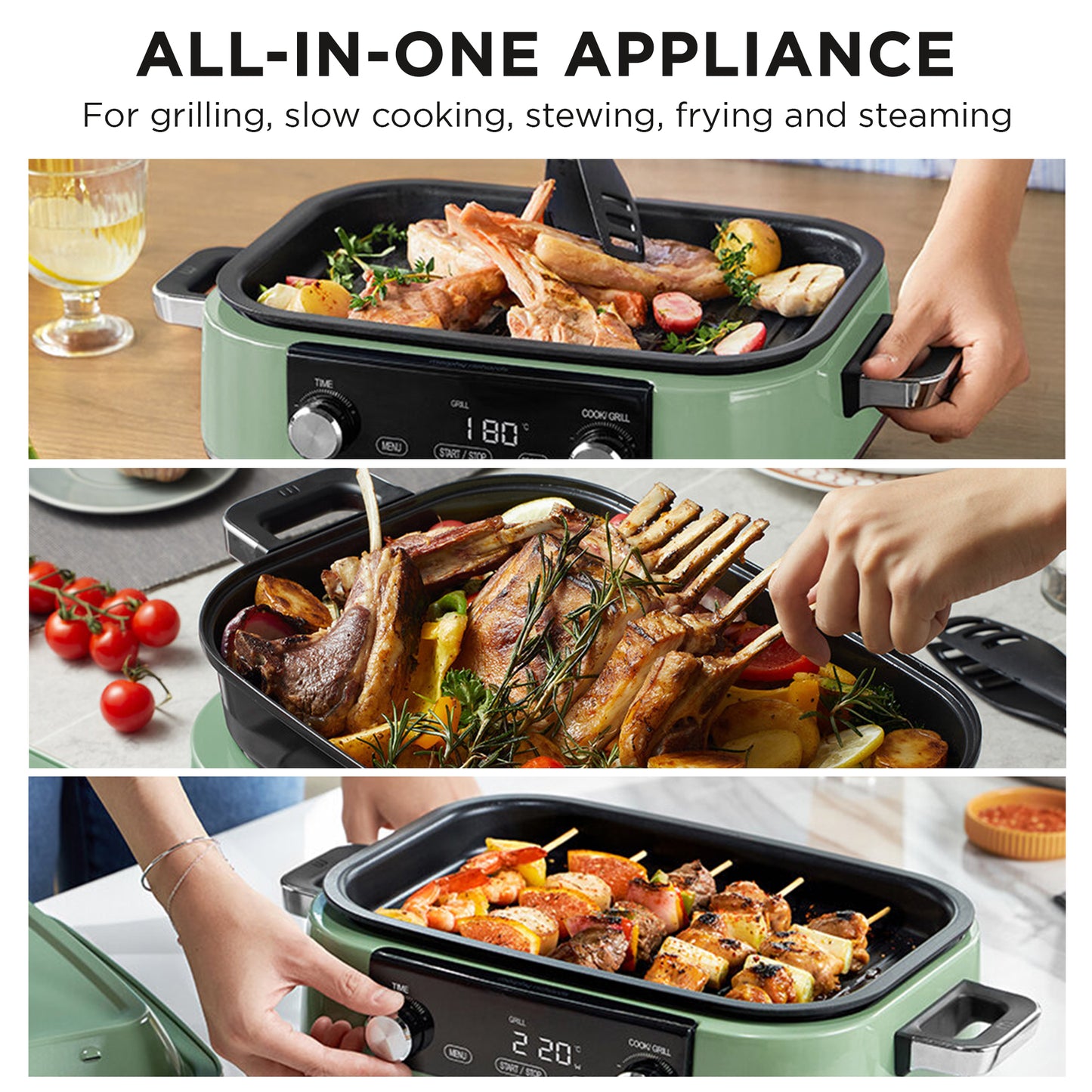 Morphy Richards 3L Non-stick Multifunction Electric Cooker Pan (Green)