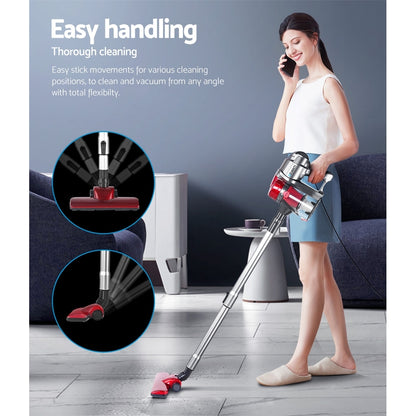 Devanti Stick Vacuum Cleaner Handheld Corded 450W (Red)