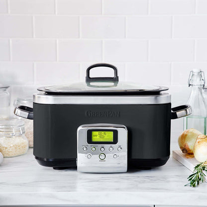 GreenPan Elite Electric Black Slow Cooker 230V 2200W Home Kitchen Cookware