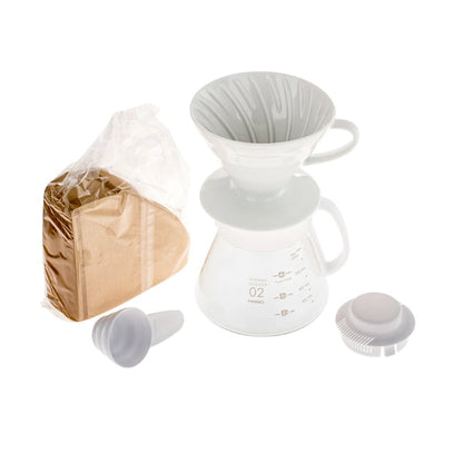 Hario V60 Ceramic Pour Over Set - White