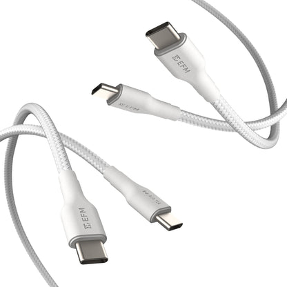 EFM USB-C Braided Cable Twin Pack with 60W Power Throughput 2M (White)