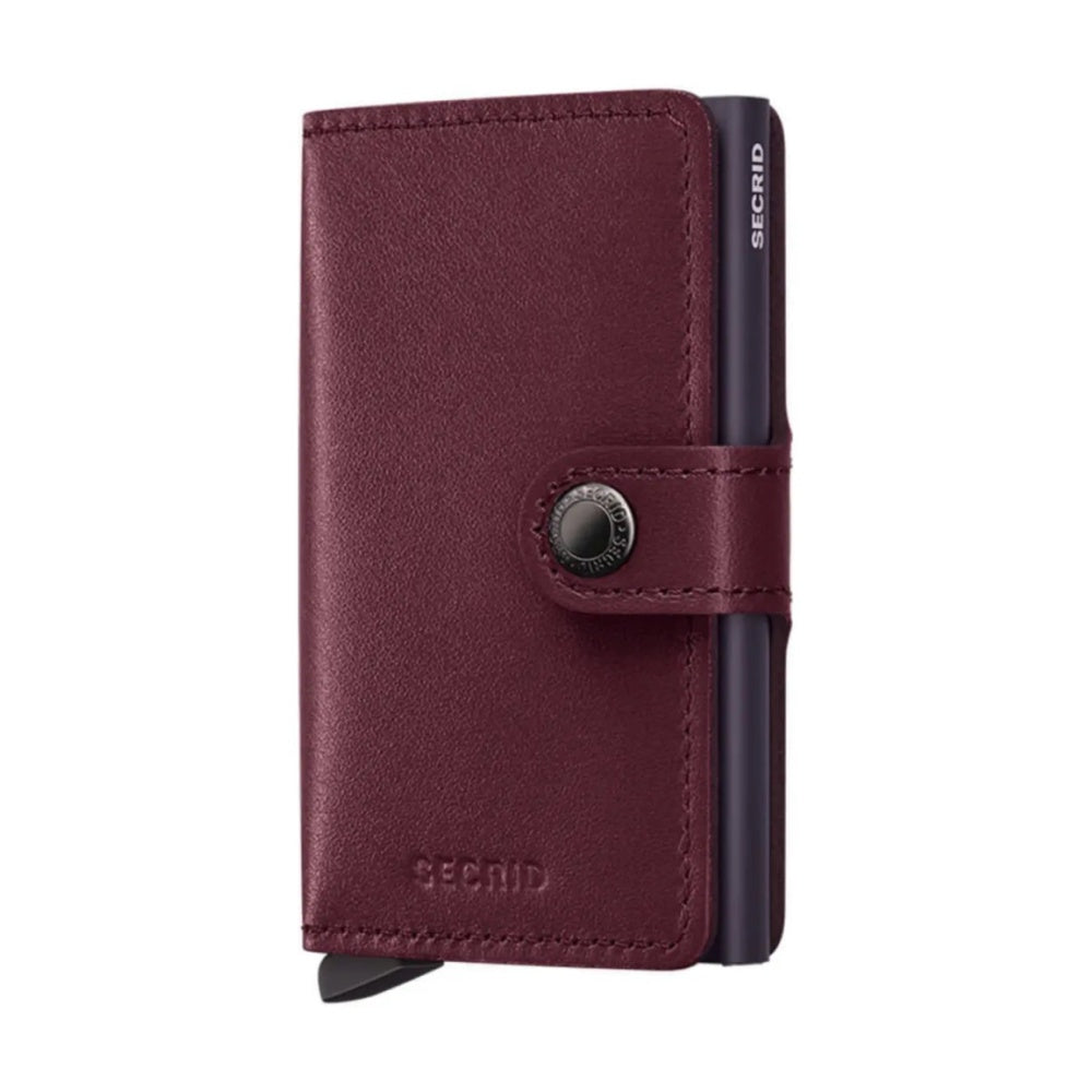 Secrid Miniwallet Compact RFID Mens Travel Wallet European Leather Cranberry
