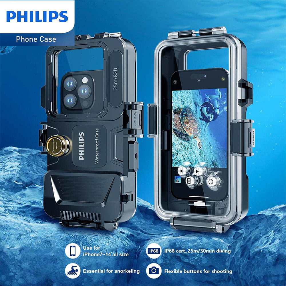 Philips Diving Phone Case for iPhone 7-14 Mobile Protection Cover (Clear)