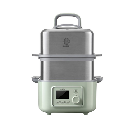 BUYDEEM 10L Electric Food Steamer Two-Tier Digital Quick Steam 1500W (Green)