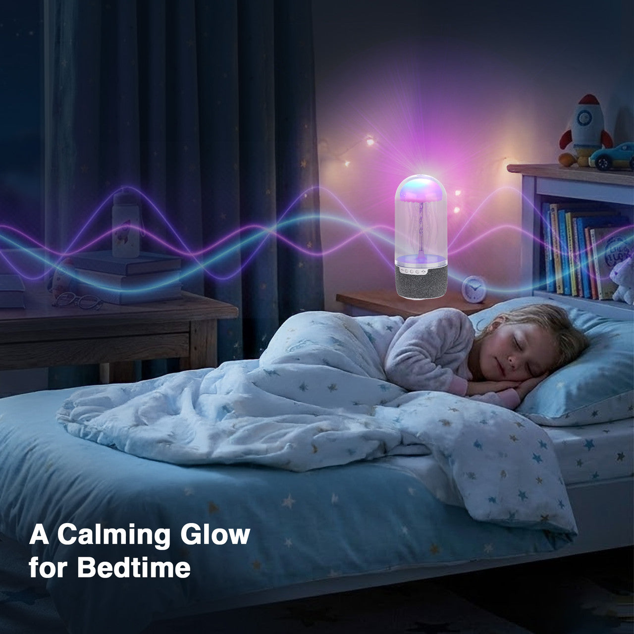 Laser Jellyfish Bluetooth Speaker with Night Light (Silver)