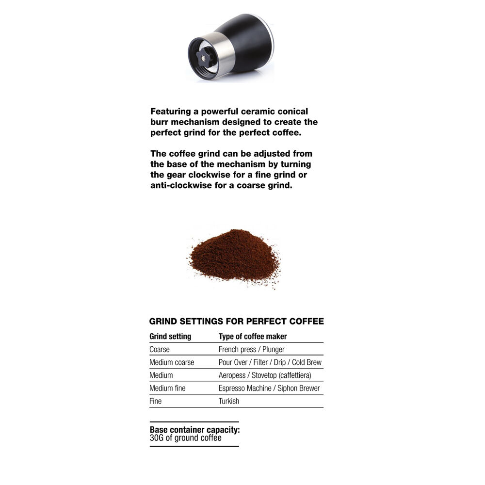 Coffee Culture Adjustable Portable Hand Burr Manual Coffee Grinder/Mill