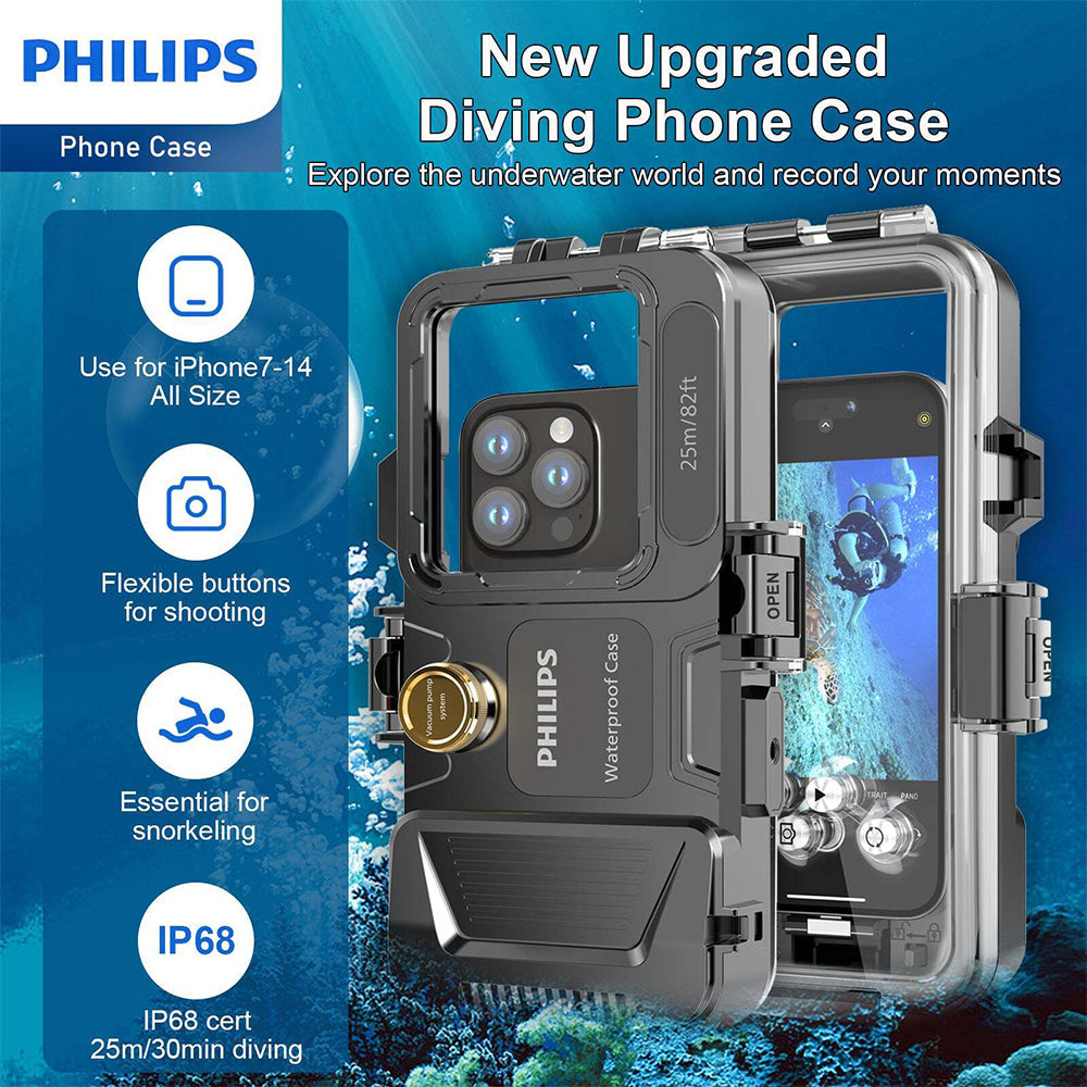 Philips Diving Phone Case for iPhone 7-14 Mobile Protection Cover (Clear)