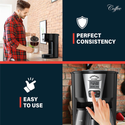 AUSPURE Coffee Maker 1.8L, Programmable Drip Coffee, 12 Cup, Auto Brew