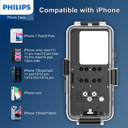 Philips Diving Phone Case for iPhone 7-14 Mobile Protection Cover (Clear)