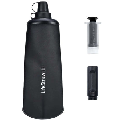 LifeStraw Peak 1L Collapsible Squeeze Bottle with Filter Dark Grey