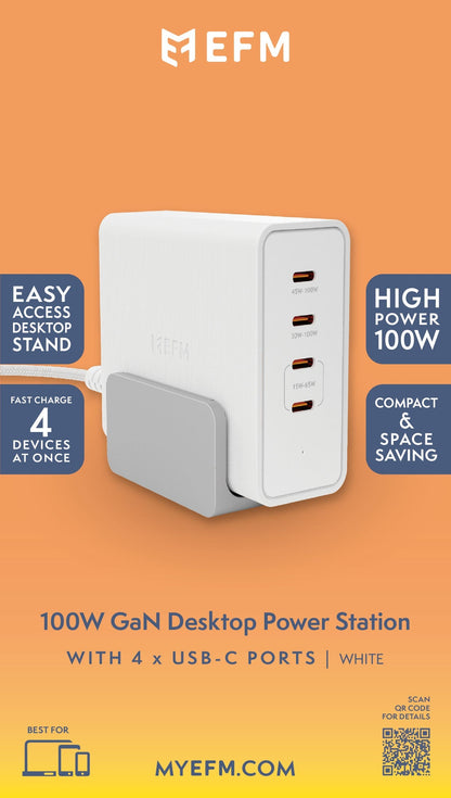EFM 100W Desktop Power Station with GaN, PD3.1 and PPS (White)
