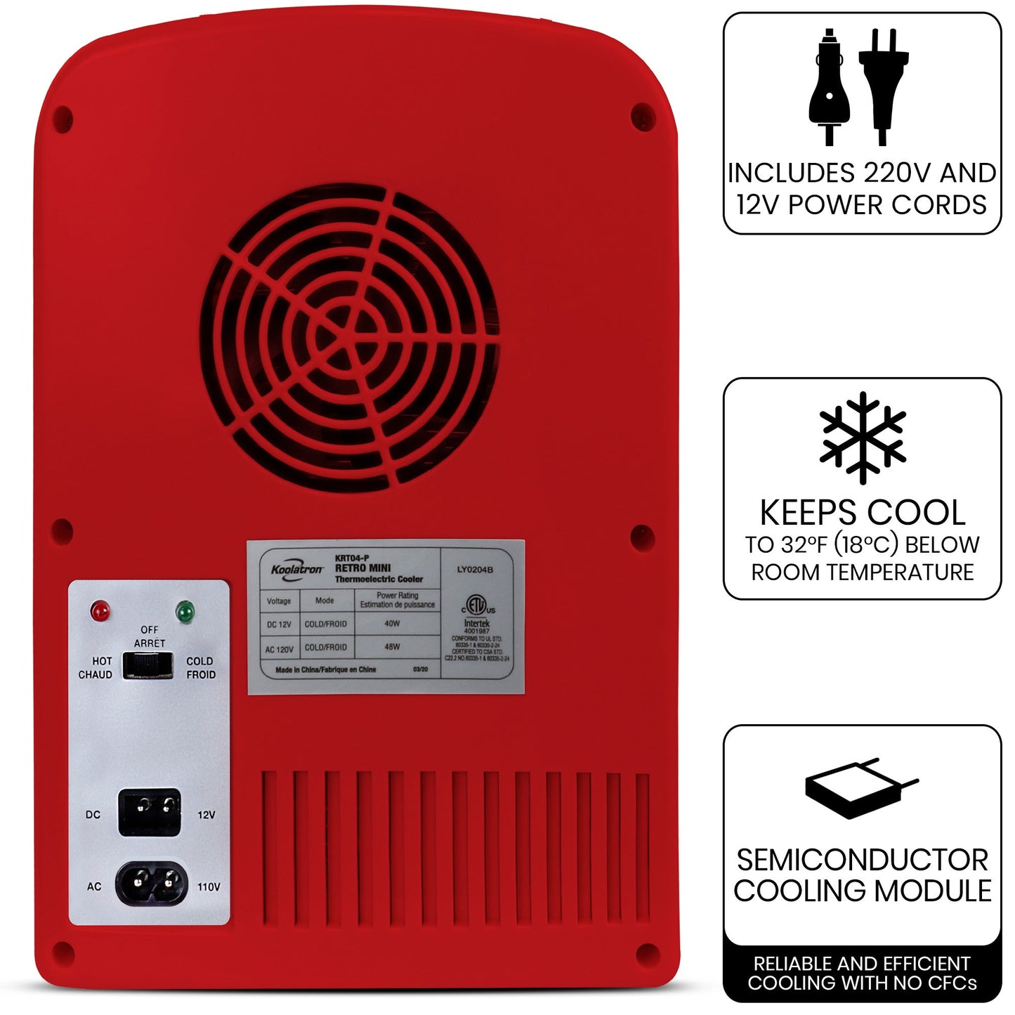 Koolatron Mini Fridge with Bluetooth Speaker 4L Red