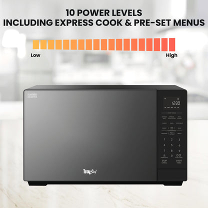 Total Chef 1200W Flatbed Inverter Microwave Oven with Smart Sensor 32L, Black