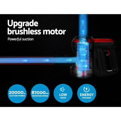 Devanti Stick Vacuum Cleaner Brushless Cordless 250W (Red)