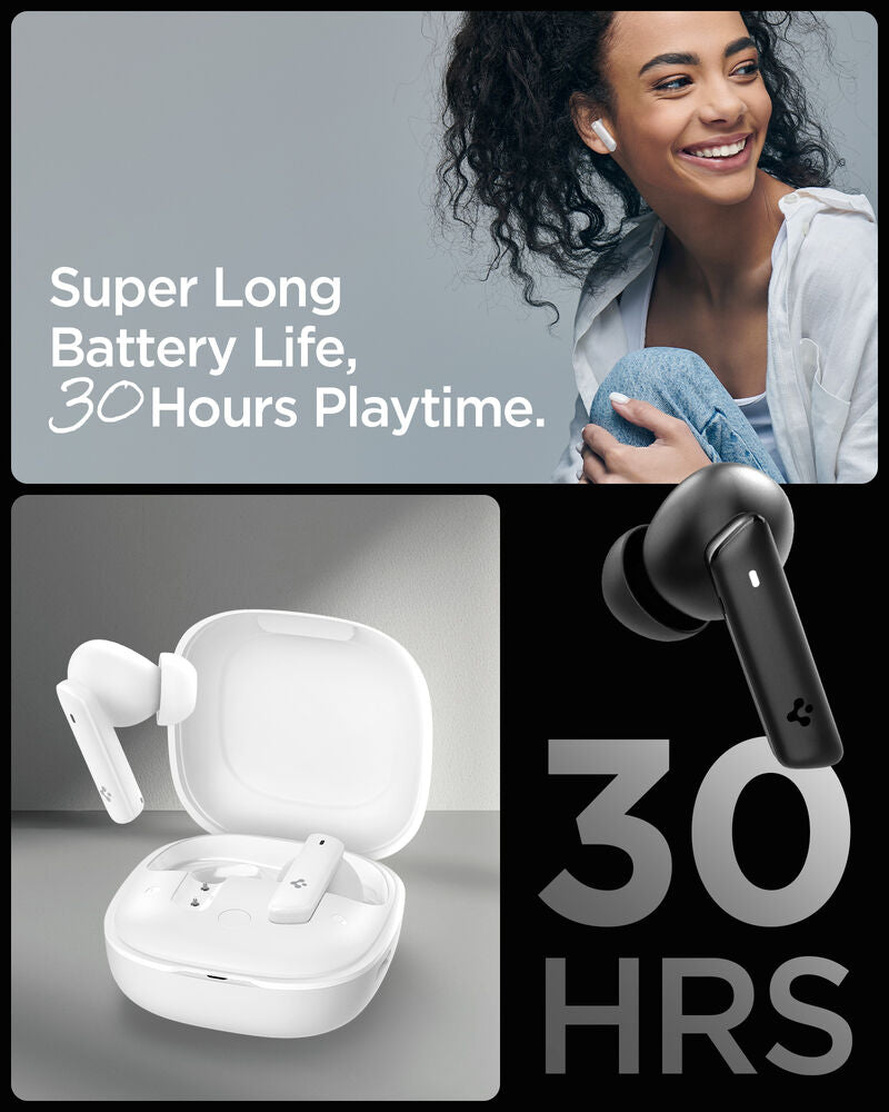 Spigen SPIGEN AUDIO Advanced Noise Cancellation Pro in-Ear Earbuds SA-TW P20 Earphone (White)