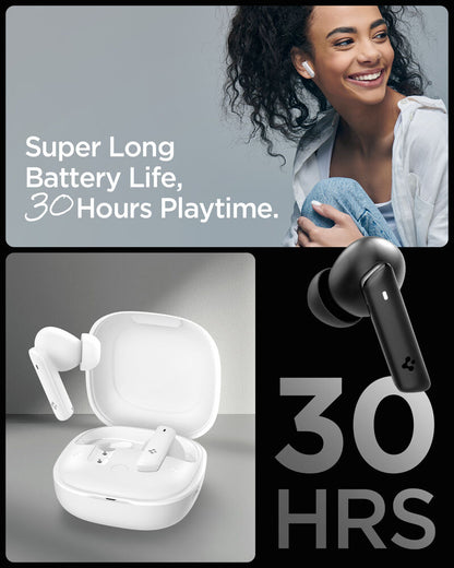 Spigen SPIGEN AUDIO Advanced Noise Cancellation Pro in-Ear Earbuds SA-TW P20 Earphone (White)