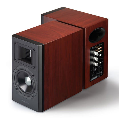 Airpulse A100 Active Wireless Speakers and WiiM Mini (Cherry Wood)