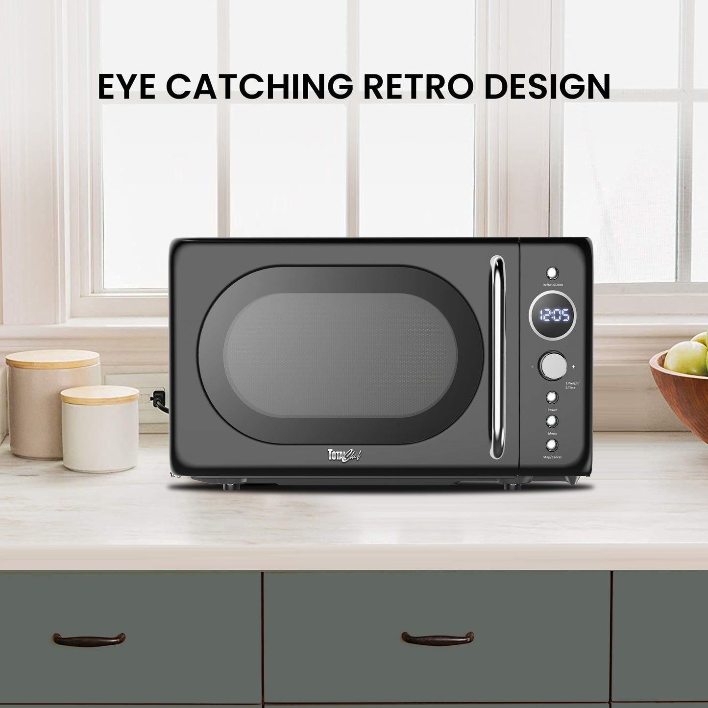 Total Chef Retro Microwave 20L Black